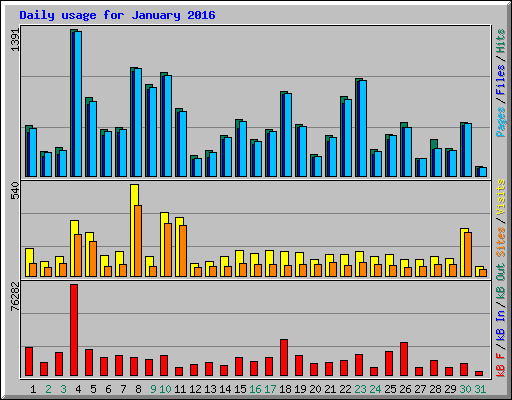 Daily usage for January 2016