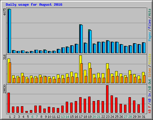 Daily usage for August 2016