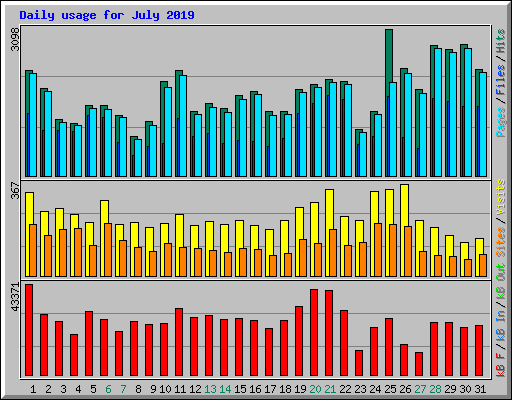 Daily usage for July 2019