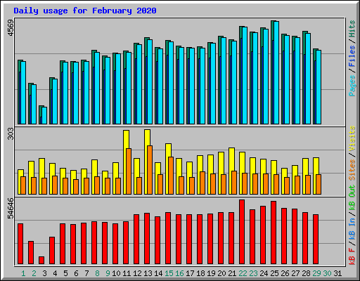 Daily usage for February 2020