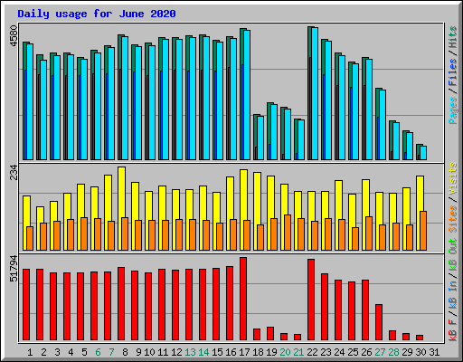 Daily usage for June 2020
