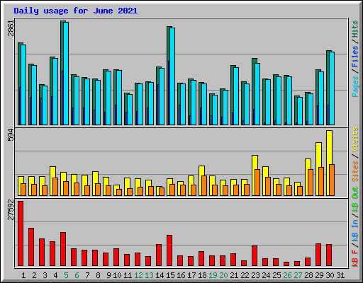 Daily usage for June 2021
