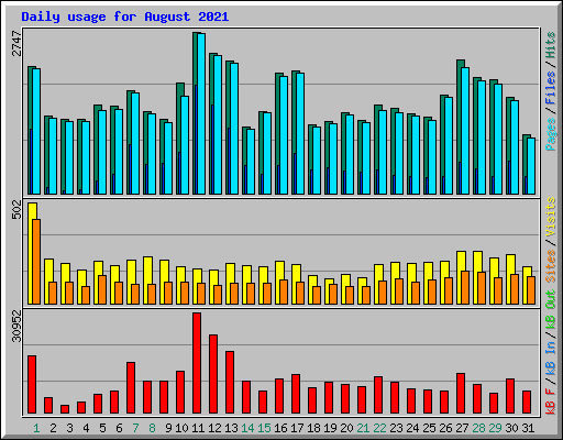 Daily usage for August 2021