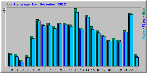 Hourly usage for December 2012