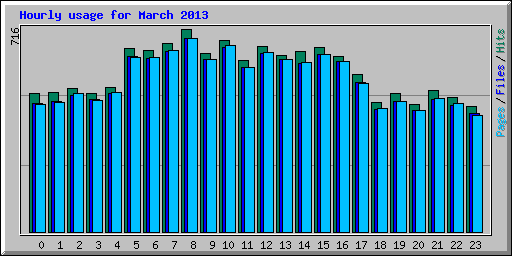 Hourly usage for March 2013