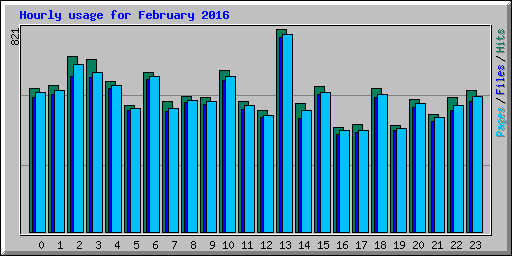 Hourly usage for February 2016