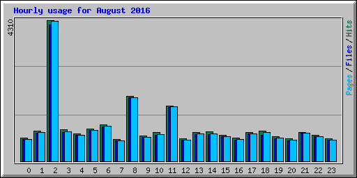 Hourly usage for August 2016