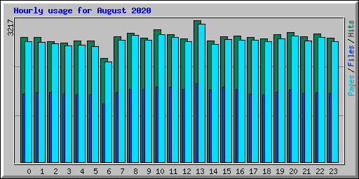 Hourly usage for August 2020